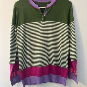 396T Striped Green and Purple Sweater no tags